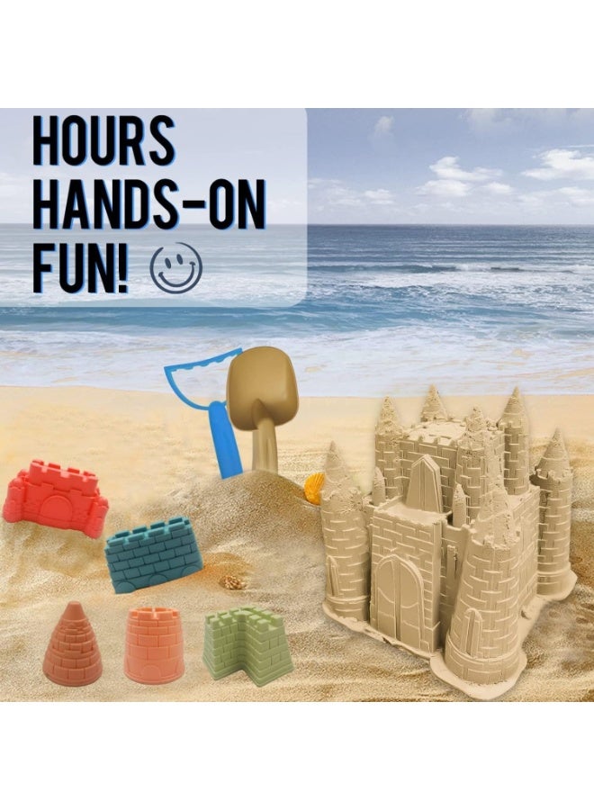 TAPIT 12 Piece Sand Castle Building Beach Toys Bag For Outdoor Play Including Sand Bucket Rake Shovel Sand Molds Travel Sand Toys Sandbox Toys for Toddlers Kids Boys Baby (Pink) - Image 3
